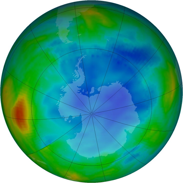 Antarctic ozone map for 19 July 2000